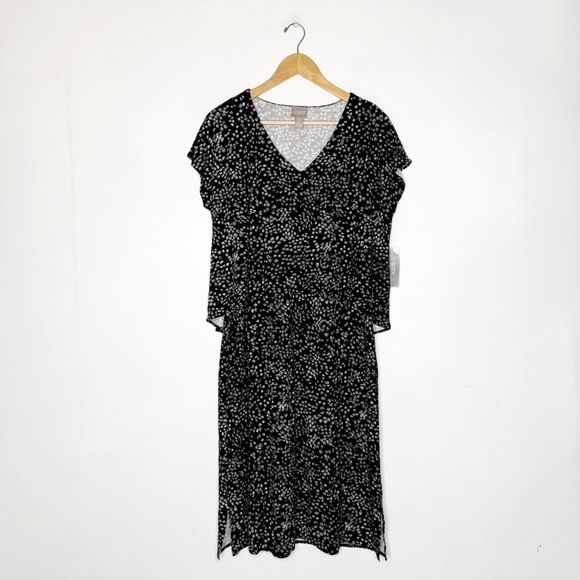 Chico’s 1 Black and White Floral Dress Size 8 Medium NWT - Picture 2 of 8